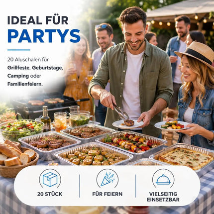 20x Aluminiumschale Einweg Grillschale – Fettauffangschale & Tropfschale für Gasgrill – Detailansicht 4