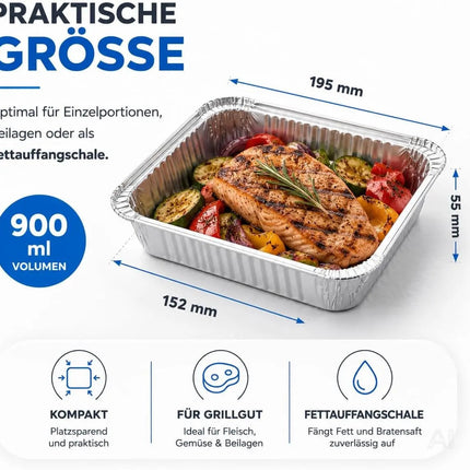 20x Aluminiumschale Einweg Grillschale – Fettauffangschale & Tropfschale für Gasgrill – Detailansicht 2