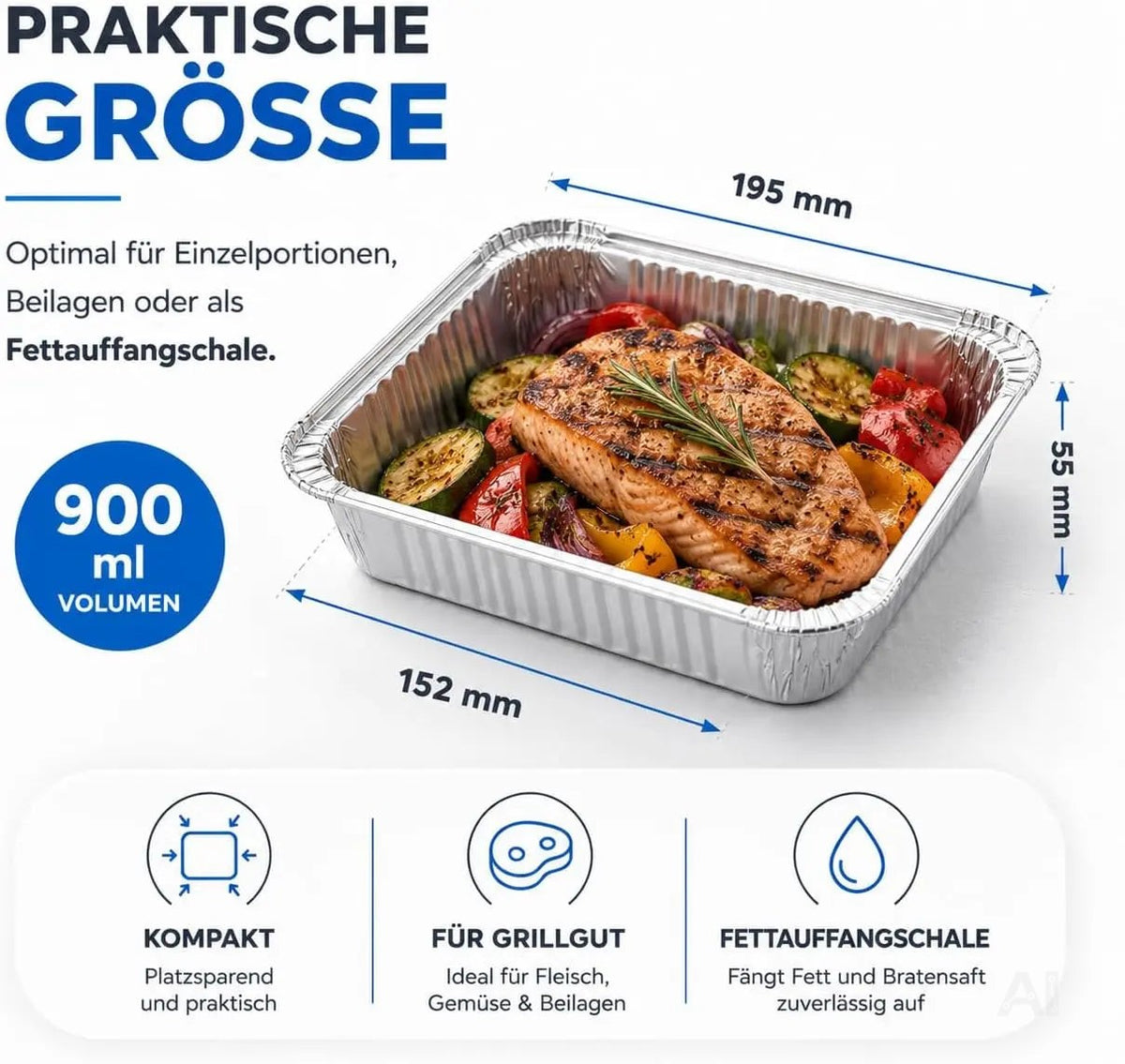 20x Aluminiumschale Einweg Grillschale – Fettauffangschale & Tropfschale für Gasgrill – Detailansicht 2