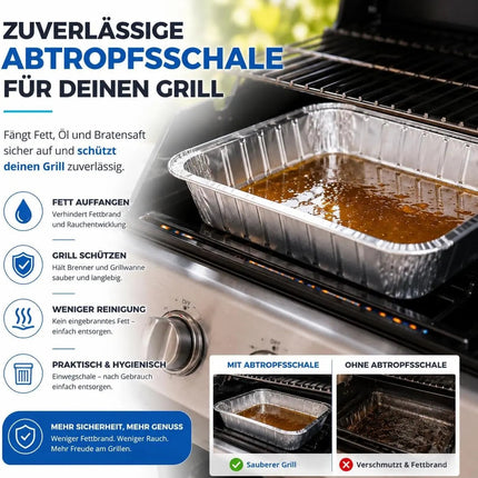 20x Aluminiumschale Einweg Grillschale – Fettauffangschale & Tropfschale für Gasgrill – Detailansicht 6