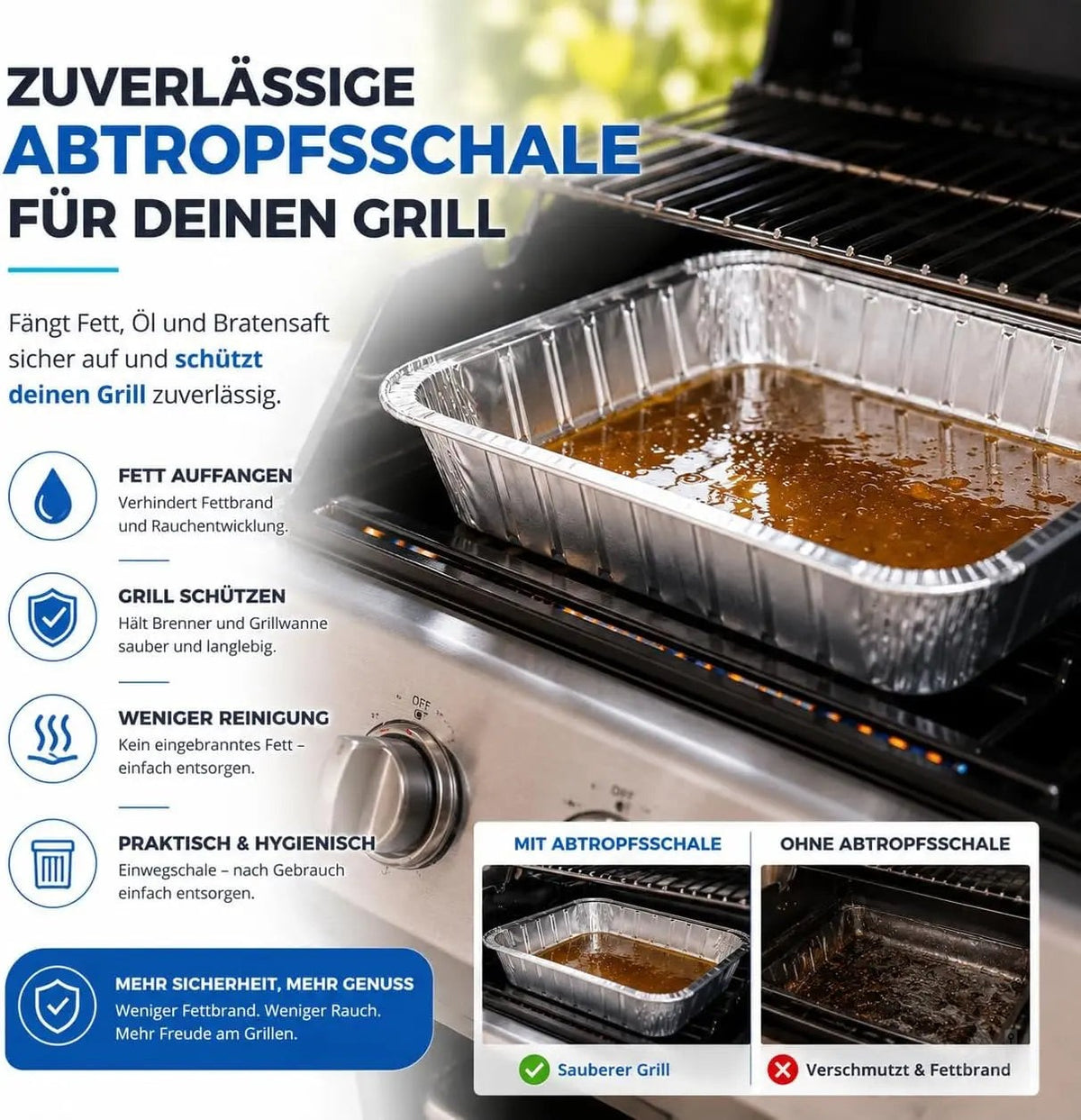 20x Aluminiumschale Einweg Grillschale – Fettauffangschale & Tropfschale für Gasgrill – Detailansicht 6