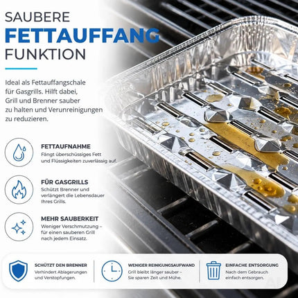 20x Aluminiumschale Einweg Grillschale – Fettauffangschale & Tropfschale für Gasgrill – Detailansicht 2