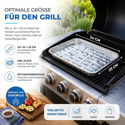 20x Aluminiumschale Einweg Grillschale – Fettauffangschale & Tropfschale für Gasgrill – Detailansicht 7