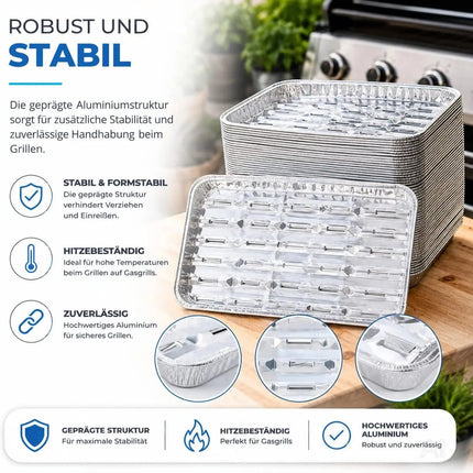 20x Aluminiumschale Einweg Grillschale – Fettauffangschale & Tropfschale für Gasgrill – Detailansicht 8
