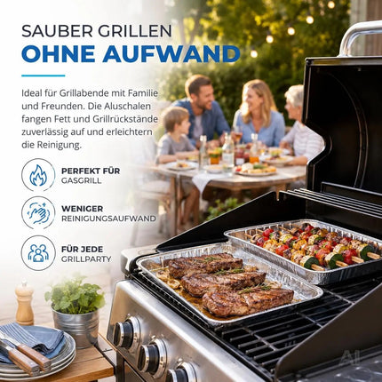 20x Aluminiumschale Einweg Grillschale – Fettauffangschale & Tropfschale für Gasgrill – Detailansicht 3
