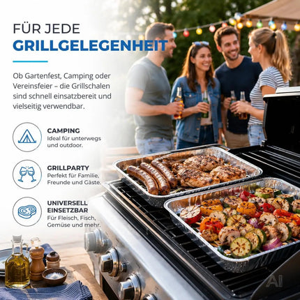 20x Aluminiumschale Einweg Grillschale – Fettauffangschale & Tropfschale für Gasgrill – Detailansicht 4