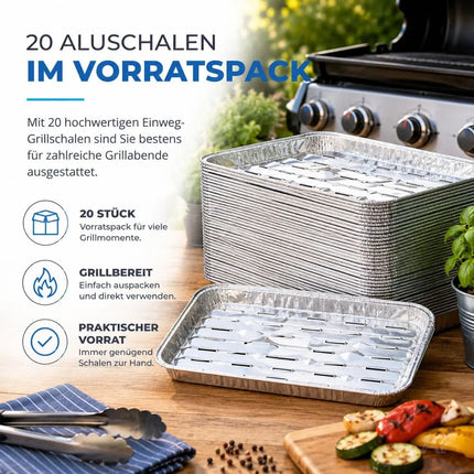 20x Aluminiumschale Einweg Grillschale – Fettauffangschale & Tropfschale für Gasgrill – Detailansicht 5