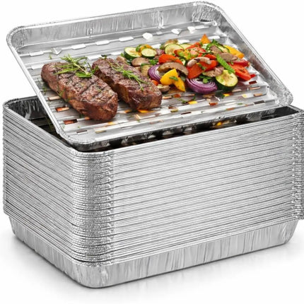 20x Aluminiumschale Einweg Grillschale – Fettauffangschale & Tropfschale für Gasgrill, Holzkohlegrill, Elektrogrill und Backofen (20x Grillschale (340x320x25 mm))