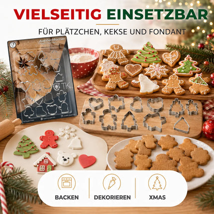 20x Ausstecher Weihnachten & Advent Motive Set - Keksausstecher zum Backen