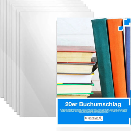 20x Buchumschlag klar & transparent Umschlag & Hefthülle Buchschoner - DIN A4 – ideal für den Schutz von Büchern, Heften, Schulbüchern und Notizbüchern - TK Gruppe® Offizieller Onlineshop