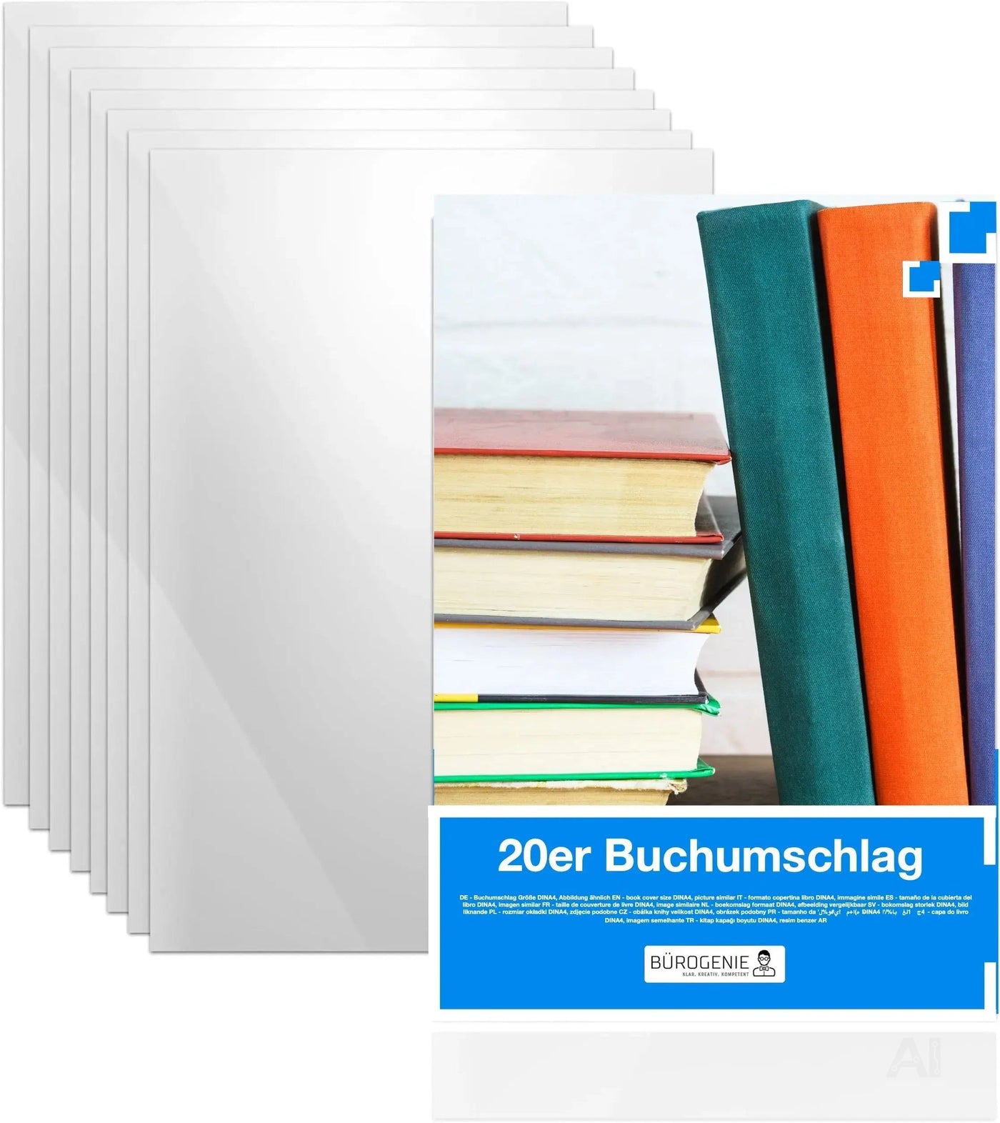 20x Buchumschlag DIN A4 klar & transparent Umschlag & Hefthülle Buchschoner