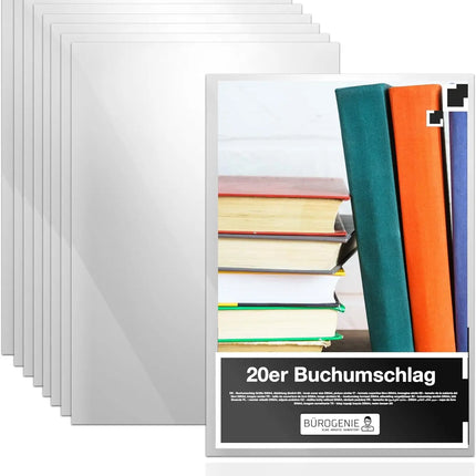 20x Buchumschlag klar & transparent Umschlag & Hefthülle Buchschoner - DIN A4 – ideal für den Schutz von Büchern, Heften, Schulbüchern und Notizbüchern