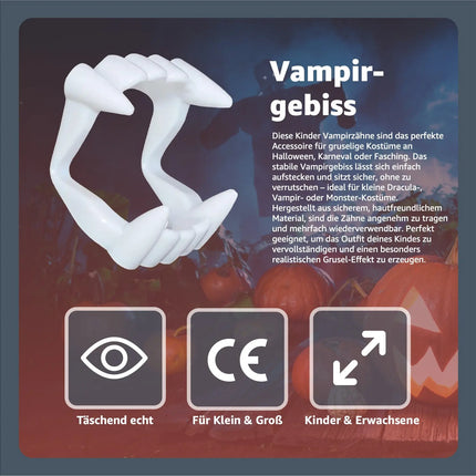 20x Kostümheld Vampirgebiss Vampirzähne zum Aufstecken für Kinder - Halloween & Fasching & Karneval
