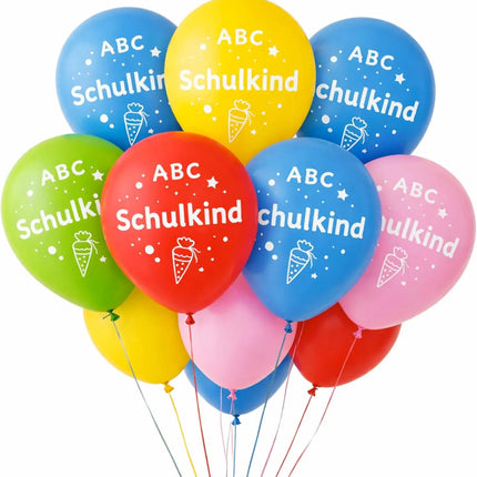 20x Luftballons Einschulung Deko – Bunte Schulanfang Dekoration für Schule, Kindergarten & Einschulungsfeier (blau, gelb, rot, grün, rosa)