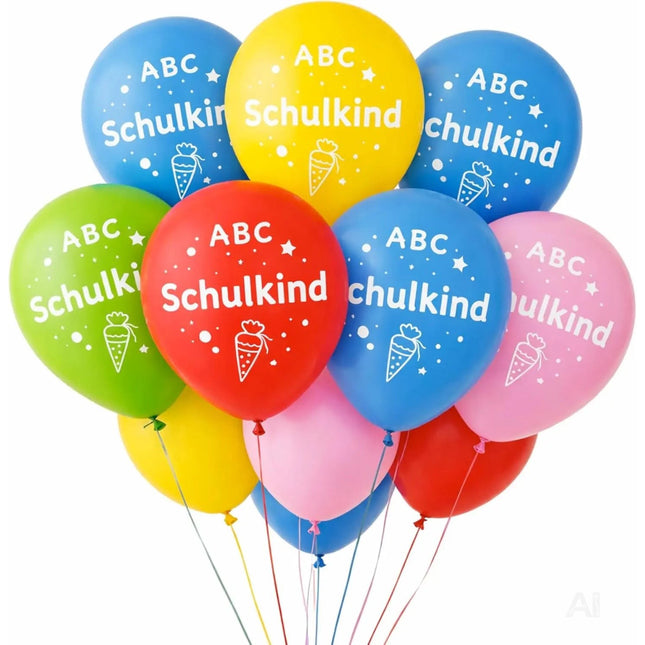 20x Luftballons Einschulung Deko – Bunte Schulanfang Dekoration für Schule, Kindergarten & Einschulungsfeier (blau, gelb, rot, grün, rosa)