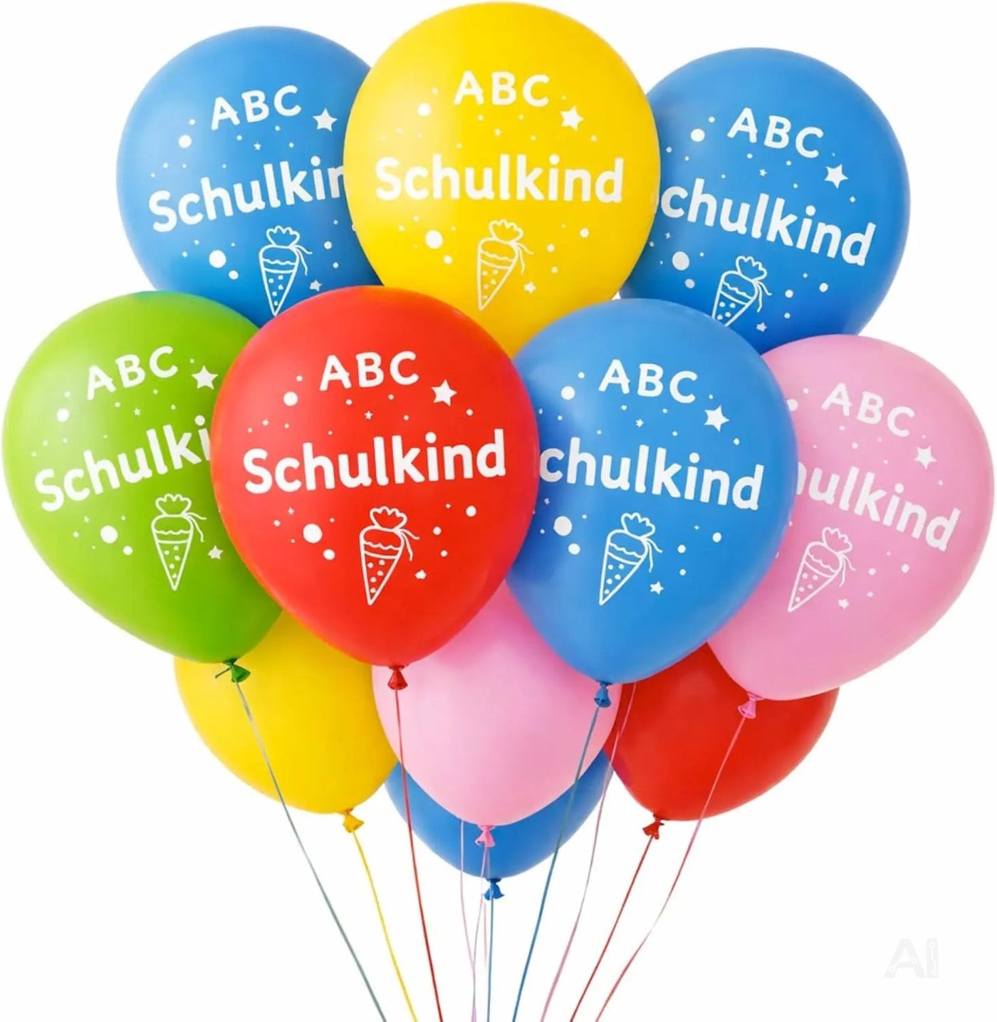 20x Luftballons Einschulung Deko – Bunte Schulanfang Dekoration für Schule, Kindergarten & Einschulungsfeier (blau, gelb, rot, grün, rosa)