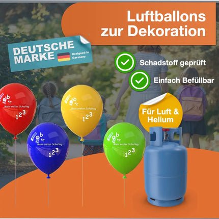 20x Luftballons Einschulung Schule Ballon ABC 1. Schulanfang zur Deko & Dekoration