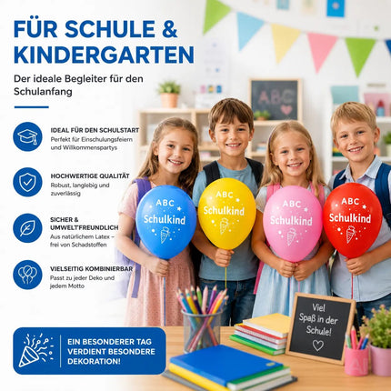 20x Luftballons Einschulung Schule Ballon ABC 1. Schulanfang zur Deko & Dekoration – Detailansicht 4