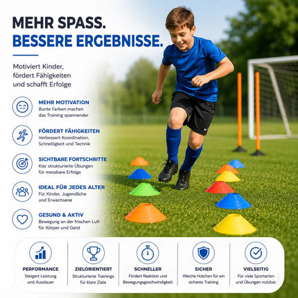 20x Markierungshütchen Hütchen Kegel für Slalom Trainingszubehör & Fußballzubehör