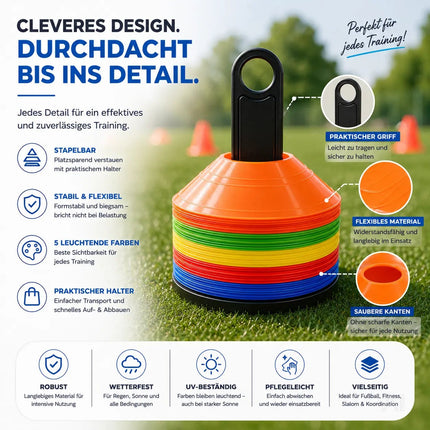 20x Markierungshütchen Hütchen Kegel für Slalom Trainingszubehör & Fußballzubehör