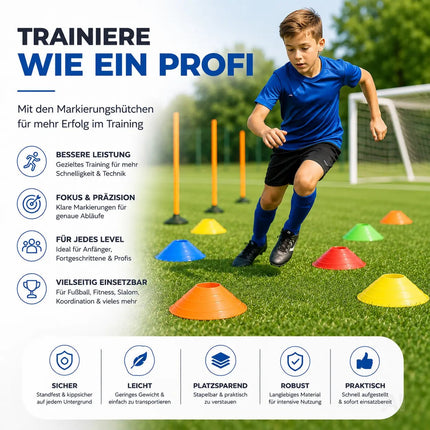 20x Markierungshütchen Hütchen Kegel für Slalom Trainingszubehör & Fußballzubehör