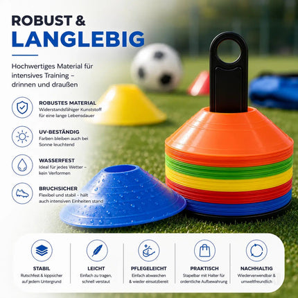 20x Markierungshütchen Hütchen Kegel für Slalom Trainingszubehör & Fußballzubehör
