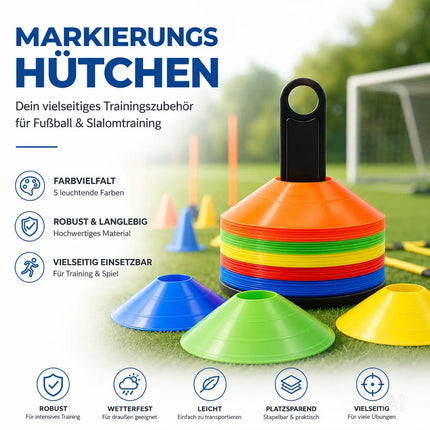 20x Markierungshütchen Hütchen Kegel für Slalom Trainingszubehör & Fußballzubehör