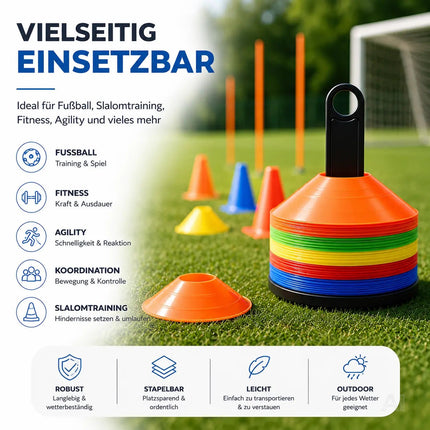 20x Markierungshütchen Hütchen Kegel für Slalom Trainingszubehör & Fußballzubehör