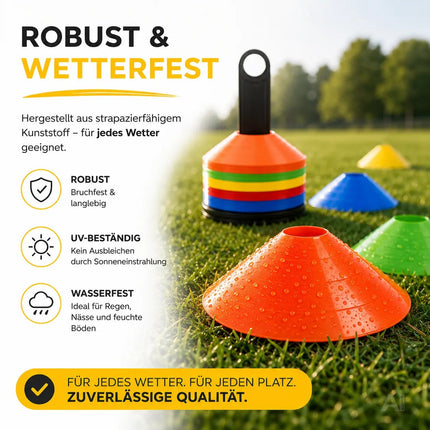20x Markierungshütchen Slalom Hütchen Kegel für Fußball, Leichtathletik - Trainingszubehör & Fußballzubehör