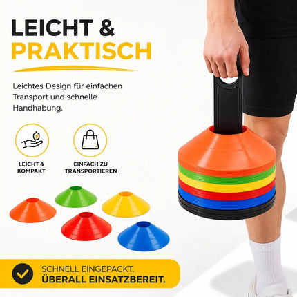 20x Markierungshütchen Slalom Hütchen Kegel für Fußball, Leichtathletik - Trainingszubehör & Fußballzubehör