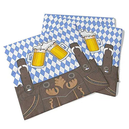 20x Oktoberfest Servietten 33x33 cm Wiesn Bayrisch blau weiß Bayern Partyset Deko Dekoration