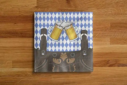 20x Oktoberfest Servietten 33x33 cm Wiesn Bayrisch blau weiß Bayern Partyset Deko Dekoration