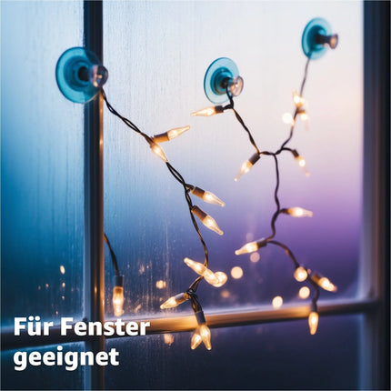 20x Saugnäpfe - Saughaken für Lichterketten - Saugnapfhalter mit Schlitz für Fenster & Scheibe - Haken zur Halterung