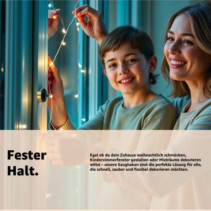 20x Saugnäpfe - Saughaken für Lichterketten - Saugnapfhalter mit Schlitz für Fenster & Scheibe - Haken zur Halterung