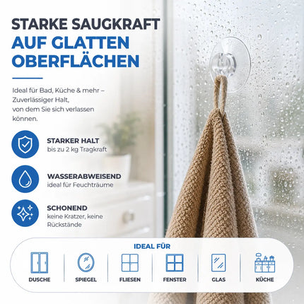 20x Saugnäpfe - Saughaken für Lichterketten - Saugnapfhalter mit Schlitz für Fenster & Scheibe - Haken zur Halterung