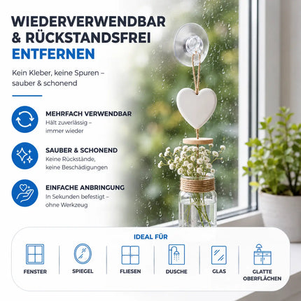 20x Saugnäpfe - Saughaken für Lichterketten - Saugnapfhalter mit Schlitz für Fenster & Scheibe - Haken zur Halterung