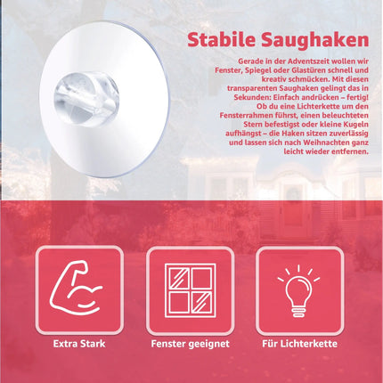 20x Saugnäpfe für Lichterketten - Perfekte Deko für jedes Fenster