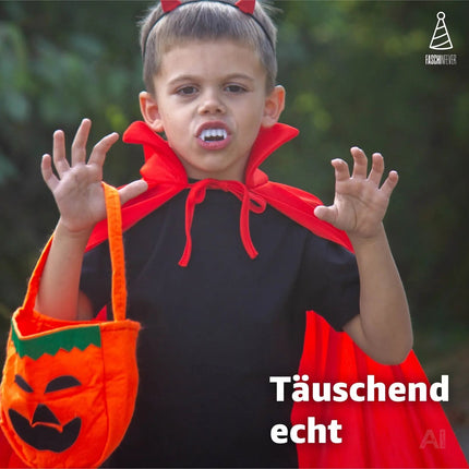 20x Vampirzähne für Kinder - Vampirgebiss - kinderfreundlich - stabil & unbedenklich – Detailansicht 4