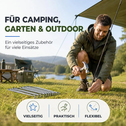 20x Zeltheringe 18 cm – Robuste Erdnägel aus Stahl für Camping, Garten & Outdoor – Stabile Zeltbefestigung & Zeltzubehör (20x)