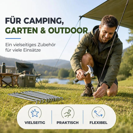 20x Zeltheringe 18 cm – Robuste Erdnägel aus Stahl für Camping, Garten & Outdoor – Stabile – Detailansicht 7