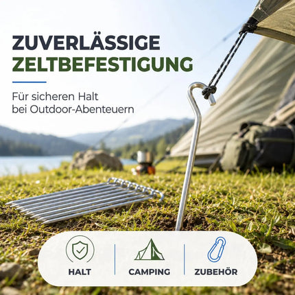 20x Zeltheringe 18 cm – Robuste Erdnägel aus Stahl für Camping, Garten & Outdoor – Stabile Zeltbefestigung & Zeltzubehör (20x)