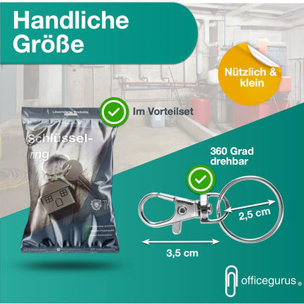 22x Karabiner Schlüsselanhänger - Schlüsselring mit Karabiner Set - Metallring für Schlüsselanhänger