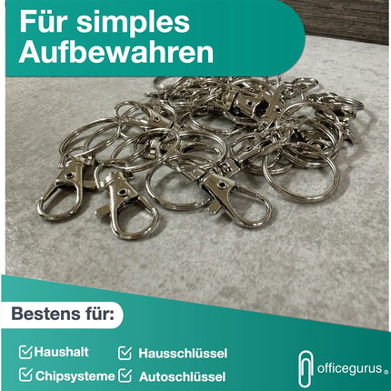 22x Karabiner Schlüsselanhänger - Schlüsselring mit Karabiner Set - Metallring für Schlüsselanhänger