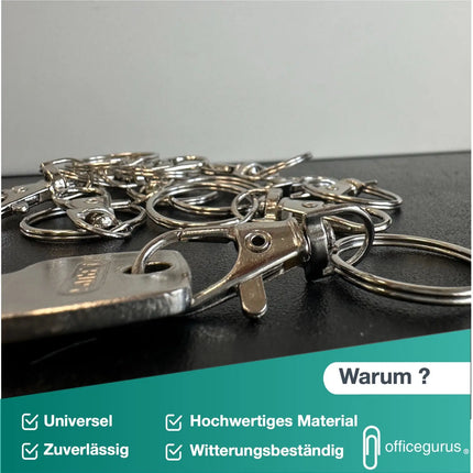 22x Karabiner Schlüsselanhänger - Schlüsselring mit Karabiner Set - Metallring für Schlüsselanhänger