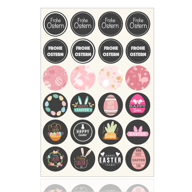 24er Sticker Aufkleber Ostern Ø 5 cm Set Ostern zum bekleben von Ostereier