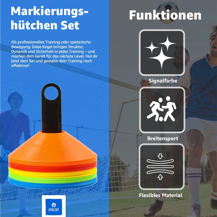 25x Markierungshütchen Slalom Hütchen Kegel für Fußball, Leichtathletik - Trainingszubehör & Fußballzubehör