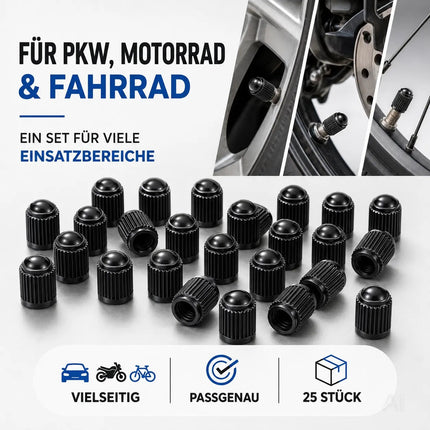 25x Passgenaue Ventilkappe Autoventil - schwarz für PKW – Detailansicht 4