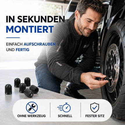 25x Passgenaue Ventilkappe Autoventil - schwarz für PKW – Detailansicht 7