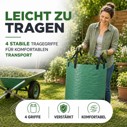 272 Liter Gartenabfallsack groß & reißfest – 150 GSM Laubsack aus Polypropylen – Gartensack für Laub, Rasenschnitt & Grünschnitt (272 Liter)