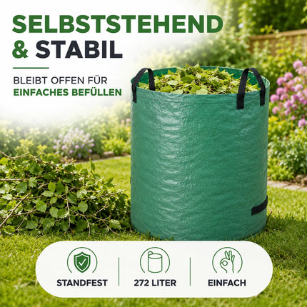 272 Liter Gartenabfallsack groß & reißfest – 150 GSM Laubsack aus Polypropylen – Gartensack für Laub, Rasenschnitt & Grünschnitt (272 Liter)
